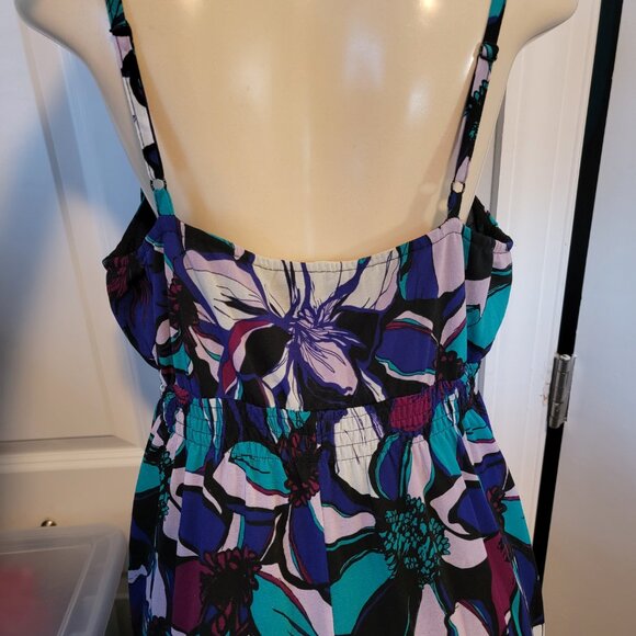 Elle Women's Blue Floral Polyester Scoop Neck Sleeveless Long Maxi - Picture 8 of 16